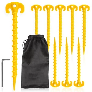 8 Pack Large 10 Inch Outdoor Tent Stakes Heavy Duty Screw Style For Camping Hiki - Picture 1 of 7