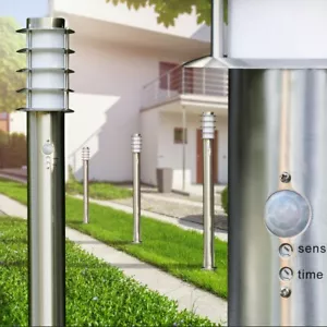 Wegeleuchte mit Bewegungsmelder Hof Lampe Garten Außen Standlampe Edelstahl IP44 - Bild 1 von 4