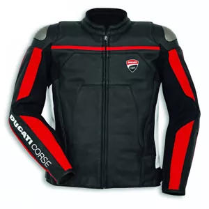 DUCATI Motociclo Uomini CE Protetto Pelle Sport Armatura Moto Bicicletta Giacca - Picture 1 of 3