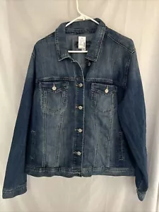Maurices Jean Jacket Plus Size 2 Blue Faded Wash Denim Button Pockets NWT - Picture 1 of 16