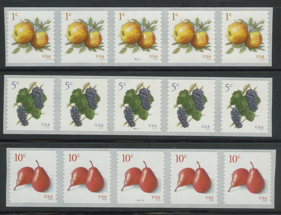 US, #5037-5039  FRUIT COIL Combo (3) from 2016 Plate# strip of 5 MNH - Image 1 of 1