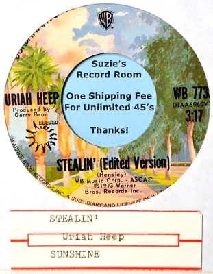 Uriah Heep Stealin' Original Classic Hard Rock Jukebox 45 7" Vinyl -Coupons! Foto 1 de 3