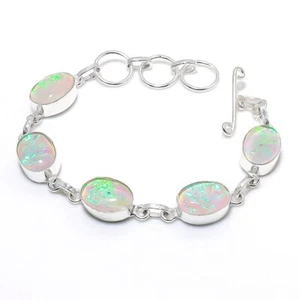 Australian Triplet Opal Gemstone 925 Silver Handmade Jewelry Bracelet 7-8" - Picture 1 of 3
