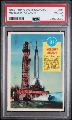 1963 Topps Astronauts #31 "Mercury Atlas 4" 3-D BACK PSA 4 VG-EX NEWLY-GRADED! - Image 1 of 3