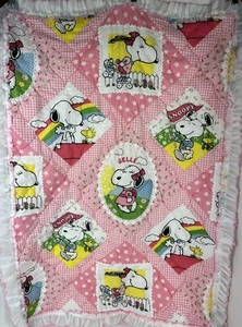 Vintage Snoopy & Sister Belle Kinderzimmer Deko Steppdecke Decke 80er Ära RAR - Bild 1 von 9