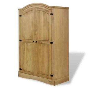 Corona Wardrobe Solid Pine Wood Mexican Closet 2 Door Cabinet Clothes Organiser - Picture 1 of 5