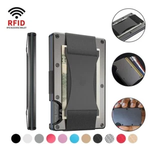 Titular de la tarjeta de crédito Carteras Bloqueo de RFID Negro - Imagen 1 de 8