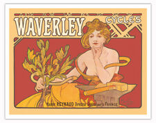 Waverley Cycles, Paris France - Vintage Bicycle Poster by Alphonse Mucha 1898