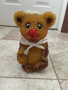 TEDDY BEAR BANK BEAD PIN BANK VINTAGE - Foto 1 di 5