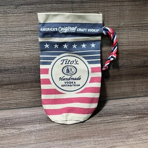 Tito's Vodka Canvas Kordelzug Geschenk Flaschentasche Sterne Streifen rot blau NEU - Bild 1 von 6