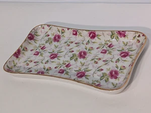 Vintage Lefton Rose Chintz China Sugar and Creamer Tray NE2044R 7" x 4" - Picture 1 of 6