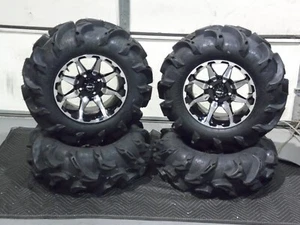 WOLVERINE X2 , X4 28" MEGA MAYHEM ATV TIRE & 14" HD6 M ATV WHEEL KIT IRSL8 - Picture 1 of 7