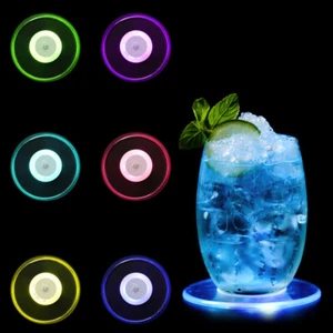 Juego de 6 posavasos LED coloridos acrílico posavasos luminosos para vasos botellas fiesta - Imagen 1 de 23