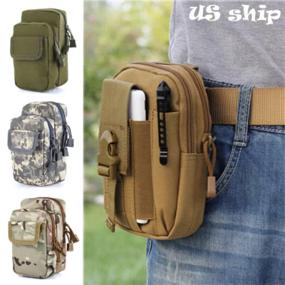 Outdoor Men Tactical Cell Phone Belt Waterproof Bag Molle Waist Holster Pouch US - Image 1 of 4