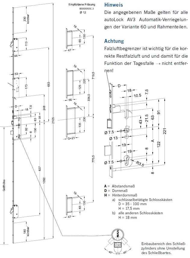 Bloqueo automático Winkhaus T-AV3-F1660 92 M2 MC 16 mm manguito plano 2 SR - Imagen 1 de 3