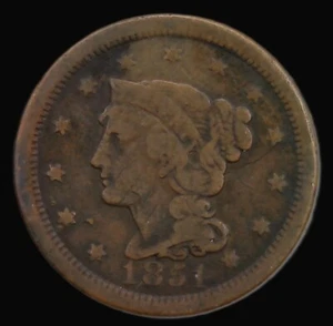 Centavo grande cabello trenzado 1851 mejor estado circulado - Imagen 1 de 2