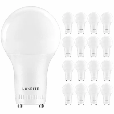 Luxrite GU24 LED A19 Light Bulb 60W Replacement Dimmable 3000K UL Listed 16-Pack - Image 1 of 4