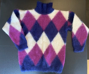 Brass Plum Argyle Rollkragenpullover Gr. Medium Vintage Nordstrom Sweater - Bild 1 von 4