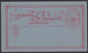 Dominican Republic 1881 3c red/greenish blue postal card mint. HG #2 - Picture 1 of 2