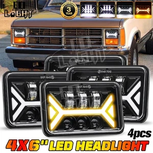 4PCS 4x6'' LED Headlights Hi/Lo DRL Turn Light For Dodge Dakota 1987-1995 Truck - Foto 1 di 15
