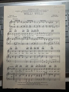 1941 Advance Artist Sheet Music Well! Well! by Jule Styne (Judy Canova sang it) - Picture 1 of 1