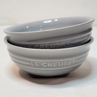 Le Creuset Set of 2 MIST GRAY Stoneware Dip Snack Bowls 6oz Second Choice NIB - Image 1 of 4