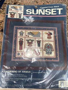 Debbie Mumm Sunset Kit A Gathering of Angels Counted Cross Stitch 14x11" #13609 - Imagen 1 de 4