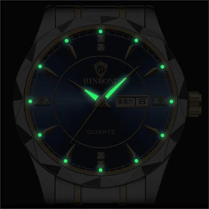Reloj Hombre Impermeable Luminoso Cuarzo Pulsera con Hebilla Metal Acero - Imagen 1 de 15