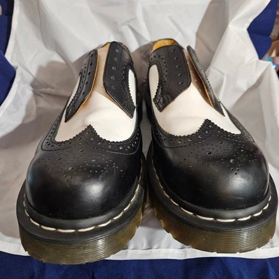 Dr. Martens 3989 Brogue Bex Black & White Leather Platform Shoes - Image 1 of 4