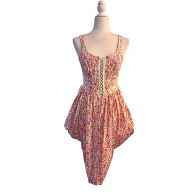 Vintage Betsey Johnson Deadstock Floral Corset Bustier Bubble Hem Top Dress Sz 4 - Image 1 of 4