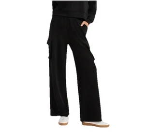 Scoop Damen Ultimate Scuba Knit High Rise Wide Leg Cargo Hose Gr. M Schwarz Neu - Bild 1 von 16