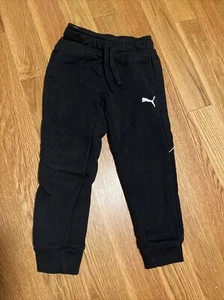 Puma Unisex Kids Black Jogger Pants Fleece Lining And Pockets - Size XS (5-6) - Picture 1 of 4