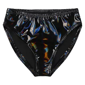 DE Damen Wetlook Slip Hohe Taille Lack Leder Stretch Unterwäsche Booty Shorts - Bild 1 von 67
