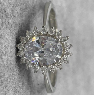 Anello femminile argento 925 brillante solitario elegante Misura 14 fidanzamento - Immagine 1 di 4