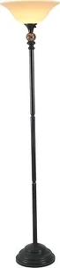 Kenroy Home Plymouth Torchiere Floor Lamp Alexa Compatible Dark Bronze Black - Picture 1 of 5