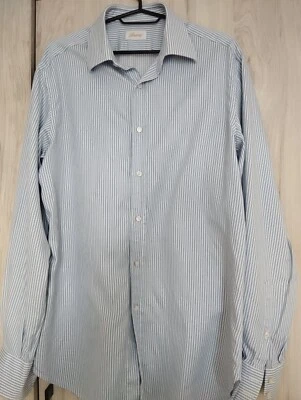 Brioni Vestito Camicia Uomo Bottoni Manica Lunga 100% Cotone 40/15 Made In Italy - Immagine 1 di 4