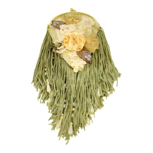 Kleine Kiss Lock Geldbörse Fransen creme rosa Blumen 7" Stil viktorianisch - Bild 1 von 4