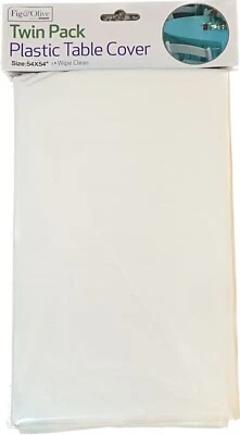 Plastic Table Cover Twin Pack Wipe Clean Tableware Cloth 54X54" Disposable Party - Image 1 of 4