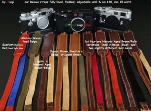 LUIGI DELUXE STRAP FULLY LINED by SOFT SUEDE,MANY COLORS,for LEICA,NIKON,FUJI+++ - Picture 1 of 13