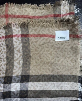 Bufanda Burberry patrón vintage a cuadros, etiquetas MFR adjuntas, grande - 3,5'W x 6'L Foto 1 de 4