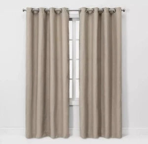 Lot Of 2 Solid TAN Light Filtering Curtain Indoor Outdoor Threshold, 95x54 - Picture 1 of 4