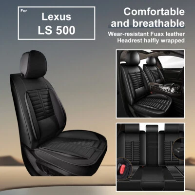For Lexus LS 500 2018-2024 Car Front Rear Seat Cover PU Leather Cushion Black Foto 1 de 4
