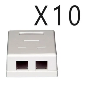 10 pcs pack lot - 2-Port Dual Keystone Jack Surface Mount Housing Box - White - Picture 1 of 2
