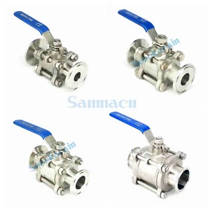 19-51mm 1.5" 2" Tri Clamp 304 Stainless 3-Piece Type Ferrule Sanitory Ball Valve - Picture 1 of 25