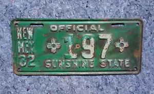 1932 New Mexico Official License Plate - DOUBLE ZIA Sun State Sign - Low # 197 - Bild 1 von 3