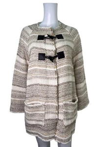 United Colors of Benetton Cardigan Size 6 Vintage Beige Wool Mix Knit Womens - Picture 1 of 10