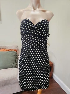 TOKITO Black Cream Spot Strapless Dress Size 10 Never Worn - Picture 1 of 17