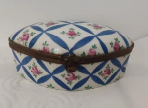 Portagioie Scatola Porcellana Francese Sevres Vecchia Dipinta - Foto 1 di 8