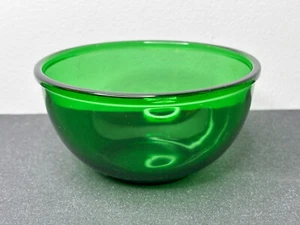 Small Forest Green MCM Glass Bowl 1950s Anchor Hocking - 5"w x 2.5"h - Picture 1 of 9