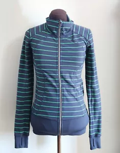 Bonita Chaqueta Asana Manga Larga LULULEMON Slalom Rayas Tintero Azul Verde Cremallera 6 - Imagen 1 de 3
